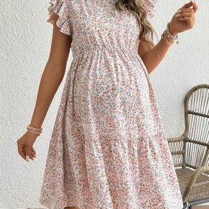 Floral Pink Maternity Dress
